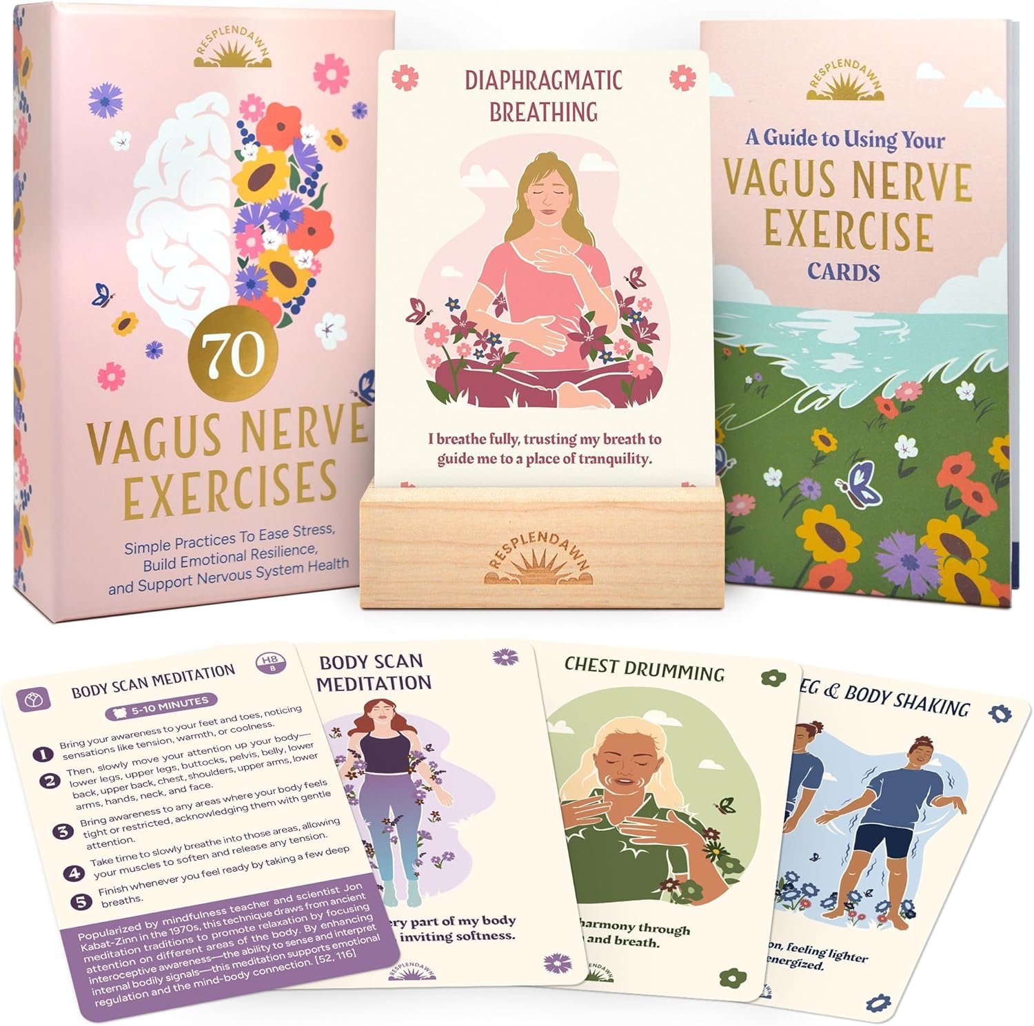 70 Vagus Nerve Exercises – Cards for Nervous System Regulation – Polyvagal Theory Techniques to Reduce Stress & Anxiety on 3.5″ x 5″ Cards – Breathwork, Mindfulness, Movement & Sensory Exercises