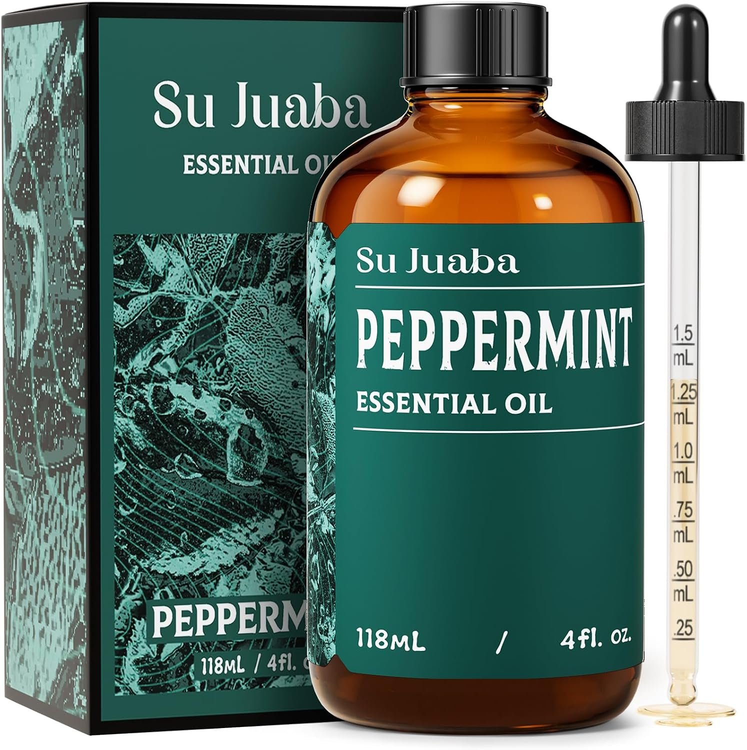 SU JUABA Peppermint Oil for Hair, Diffuser, Aromatherapy, Air Freshener | for Air Freshening, Refreshing Minty Scent for DIY Projects & Home – 118ml / 4.0 fl oz