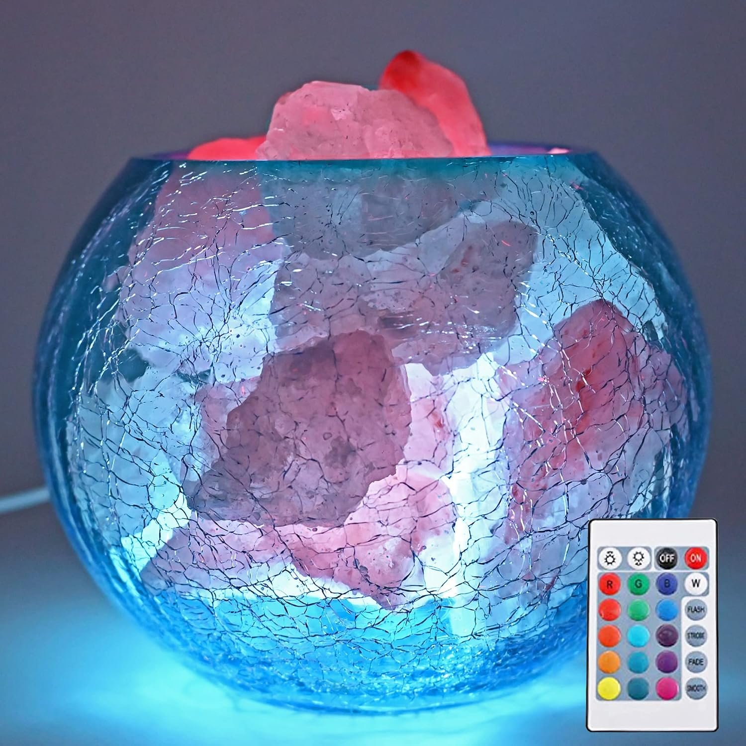 Himalayan Salt Lamp, Remote, 16Colors&4Modes, Home/Yoga/Office | USB powered, energy-saving. Creates calming amber glow for relaxation. gift for holidays or everyday decor