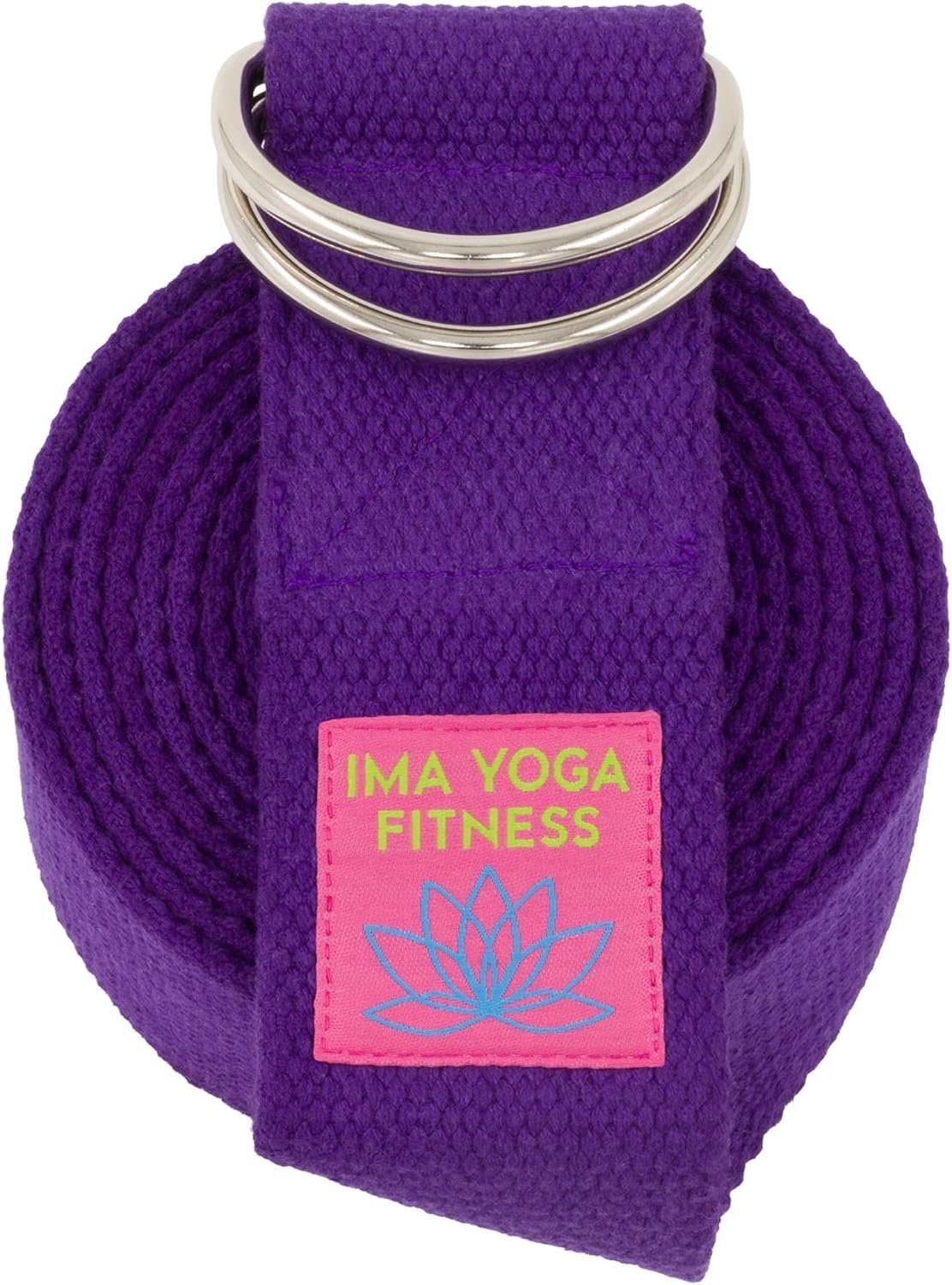 Adaptive Yoga Strap for Stretching – Extra-Wide 2 Inches 100% Cotton Stretch Strap with Steel D-Rings for Physical Therapy, Pilates & Flexibility – Storage Pouch & E-Book