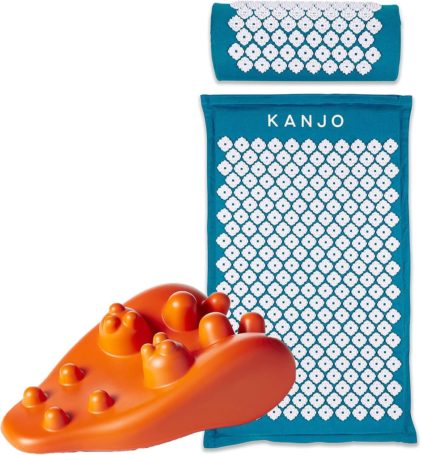 Kanjo Orange Acupressure Neck Pain Relief Cushion Premium Acupressure Mat and Pillow Set for Back Pain Relief & Neck Pain Relief, with Memory Foam Pillow, Incl
