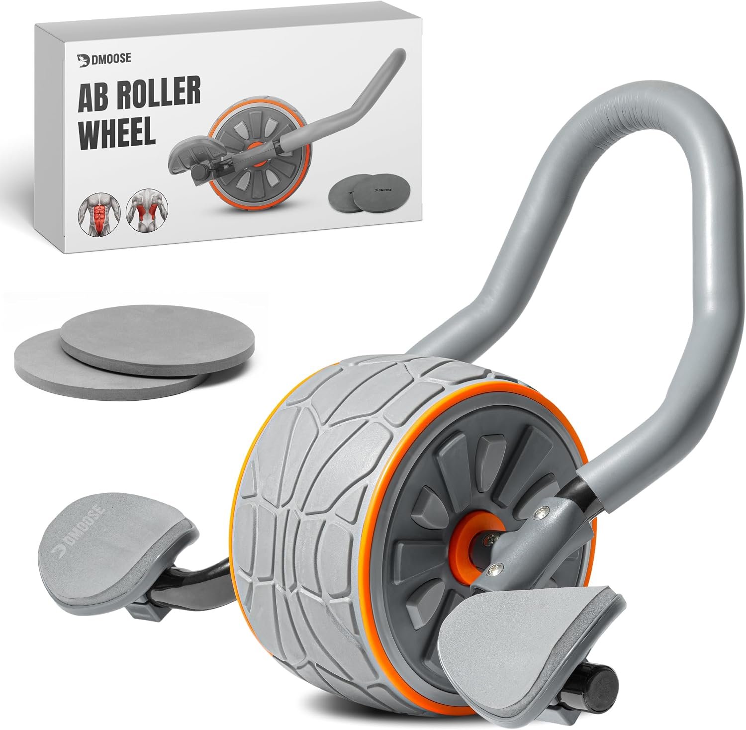 DMoose Fitness Ab Roller Wheel with Elbow Support & 2 Knee Pads – Abdominal Exercise Trainer for Core Strength Training – Ultimate Abs Workout Equipment for Home and Gym – Ab Machine for Men & Women