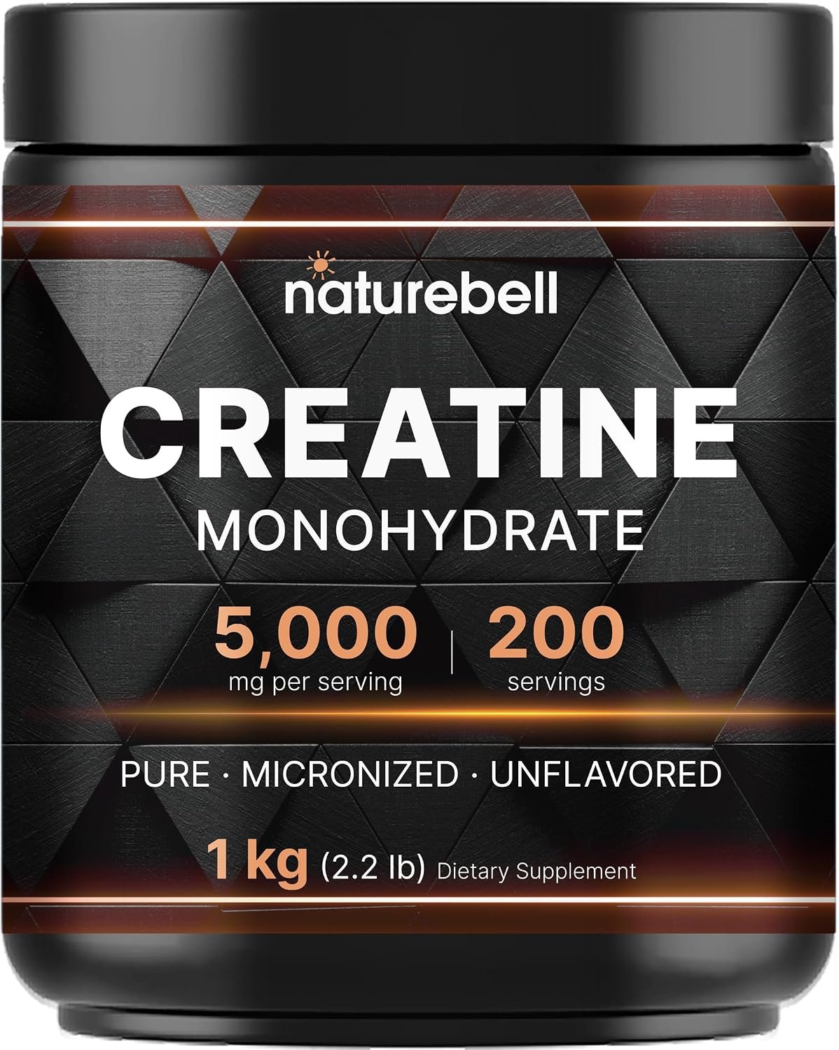 NatureBell Creatine Monohydrate Powder 1,000g, 5,000mg Per Serving, 200 Servings (2.2 lb) | Micronized, Pure & Unflavored | Pre-Workout Muscle Support* | Keto, Vegan, Filler-Free