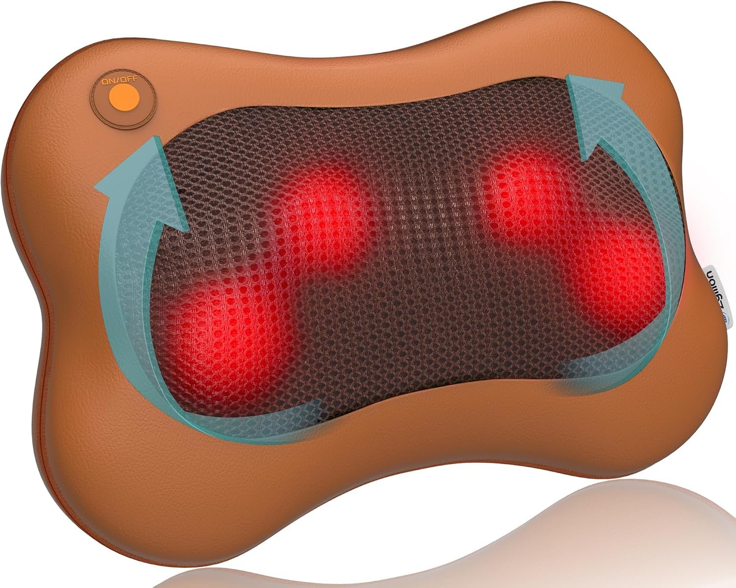Zyllion ZMA-13 Back and Neck Massager with Heat for Pain Relief, Brown | Shiatsu, Deep Tissue, 3D, Electric, Kneading, Massage Pillow, Muscle Therapy, Doctor Recommended, Car Adapter, Not Cordless