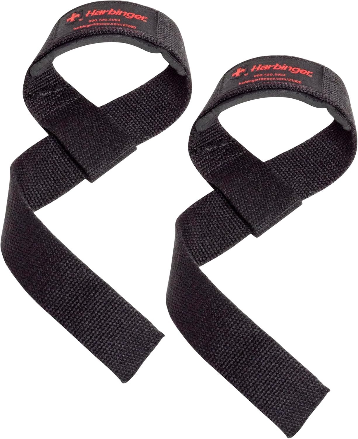 Harbinger Padded Cotton Lifting Straps with NeoTek Cushioned Wrist, 21.5 Inch Length, 1.5 Inch Width, Pair, Weightlifting Wrist Straps for Deadlifts and Strength Training