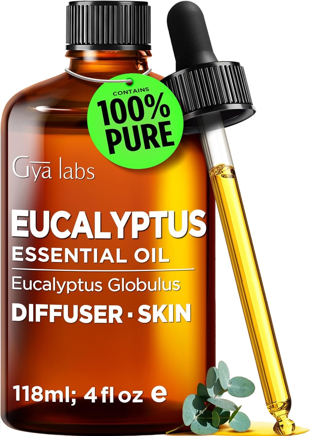 100% Pure Eucalyptus Essential Oil 4 Fl Oz – Eucalyptus Oil for Diffuser | Undiluted, Australian, Steam Distilled for Humidifier, Aromatherapy, DIY Candle Making Scent – Hair, Scalp, Skin, Non-GMO