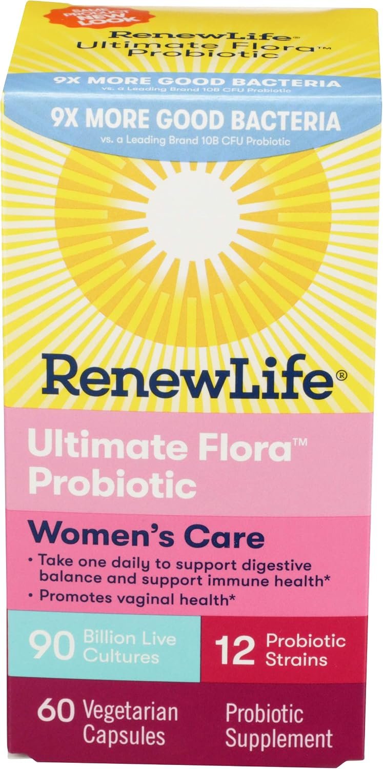 Renew Life Women’s Probiotic Capsules, Supports pH Balance for Women, Vaginal, Urinary, Digestive and Immune Health, L. Rhamnosus GG, Dairy, Soy and Gluten-Free, 90 Billion CFU – 60 Ct | 60 Vegetarian Capsules | Promote Digestive Health & Regularity | Dairy, Soy and Gluten Free Supplement