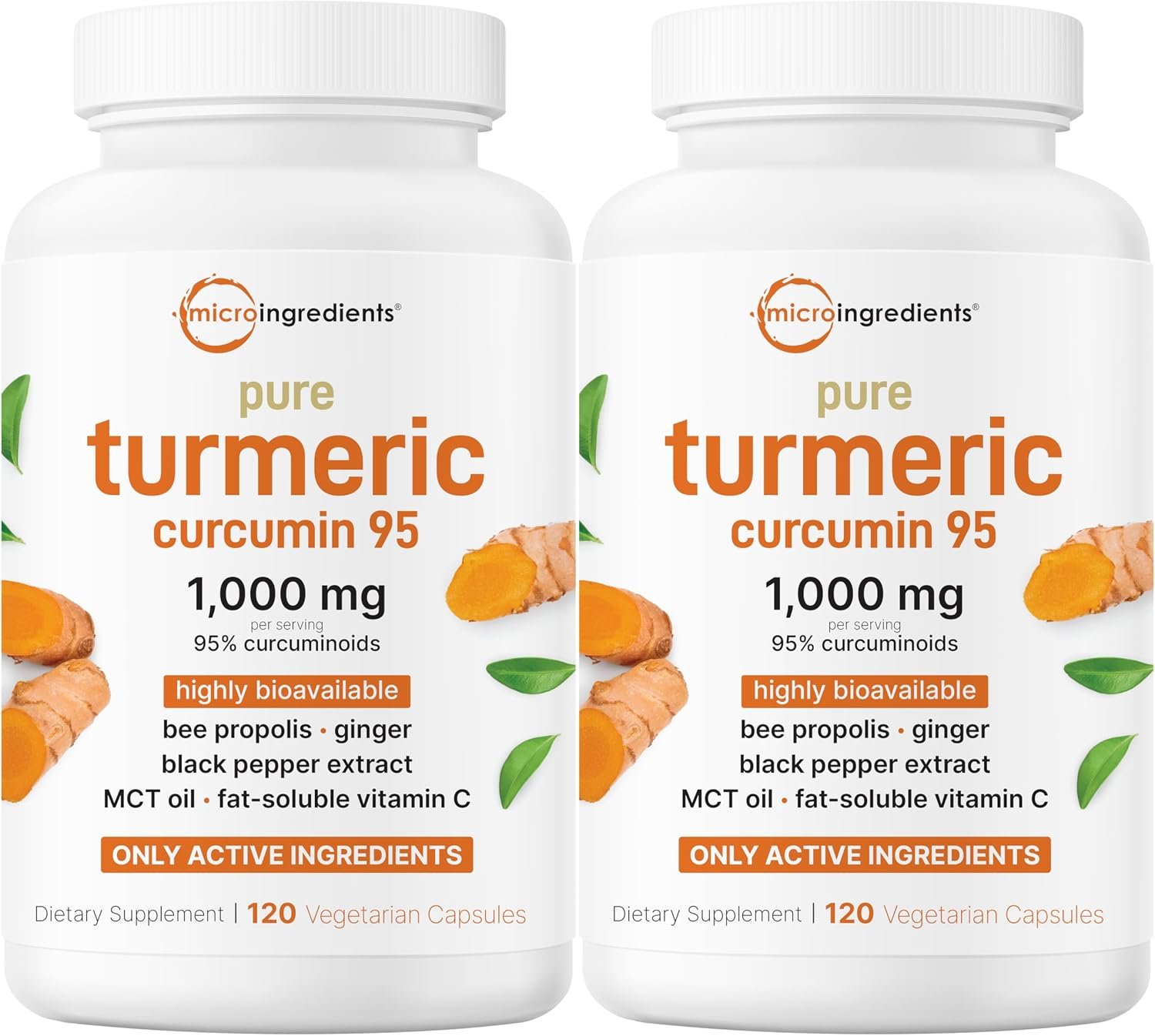 Micro Ingredients Pure Turmeric Curcumin Supplement 1,000mg – 95% Curcuminoids with Black Pepper & Ginger – High Absorption for Joint & Antioxidant Support* – Filler Free, 240 Veggie Capsules