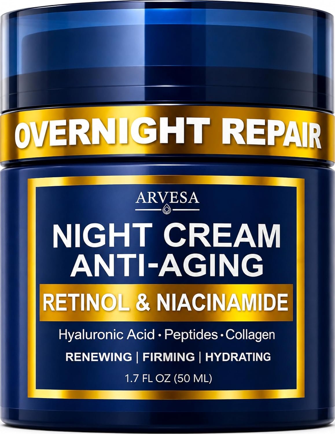Night Cream for Women Anti Aging – Night Moisturizer for Face with Retinol, Peptides, Niacinamide – Anti-Wrinkle, Firming & Hydrating Skin Care – Fragrance-Free, Non Greasy Overnight Face Cream