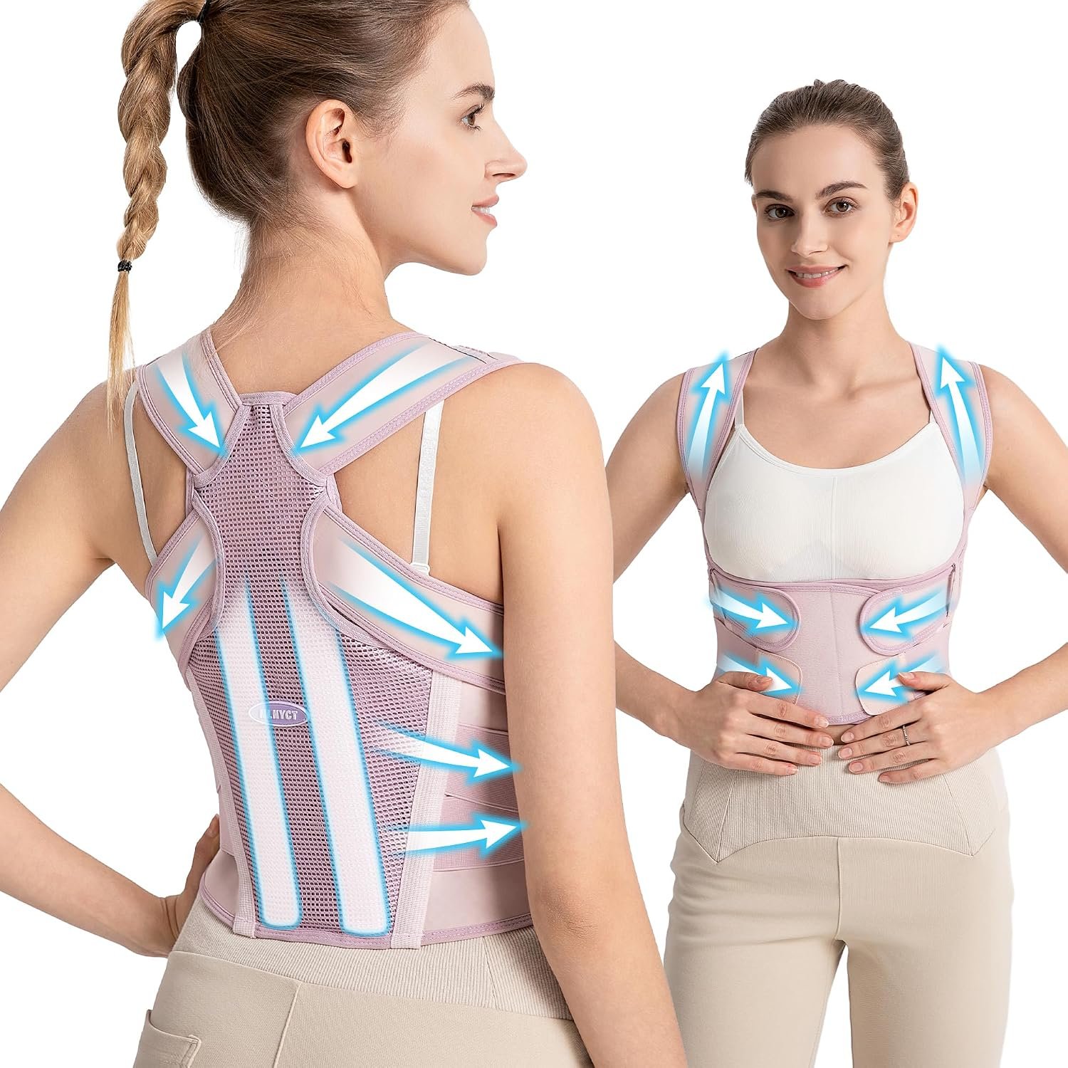NLNYCT Posture Corrector for Women – 2-in-1 Back Brace with Shoulder Support, Adjustable Full Back Straightener for Upper & Lower Back Pain Relief, Hunchback, Scoliosis & Spine Alignment (Small/Medium)