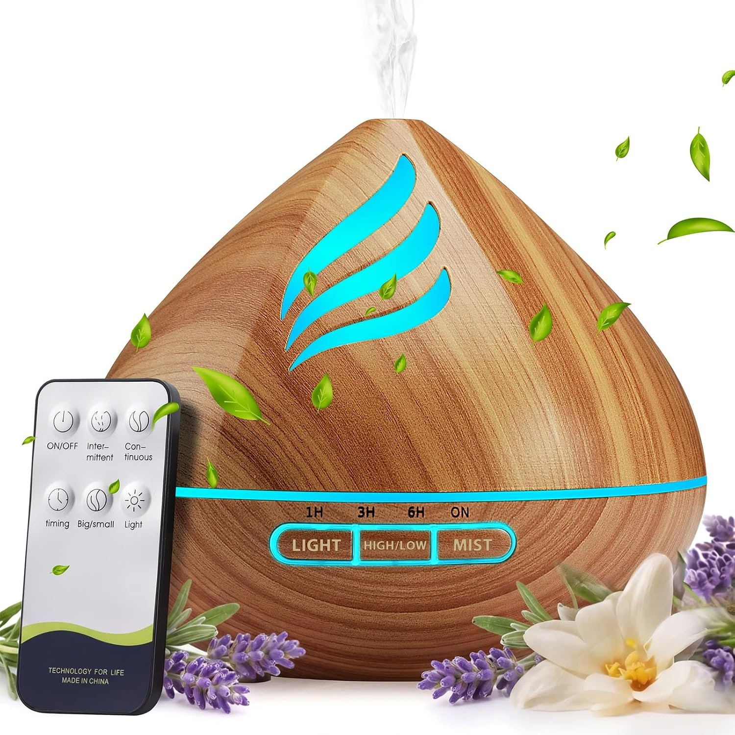 Essential Oil Scent Diffuser: 500ML Aroma Diffuser for Home Bedroom – 14 Colors LED, Remote Control, Ultra-Quiet Cool Mist Scent Diffuser with Timer for Family – Camel