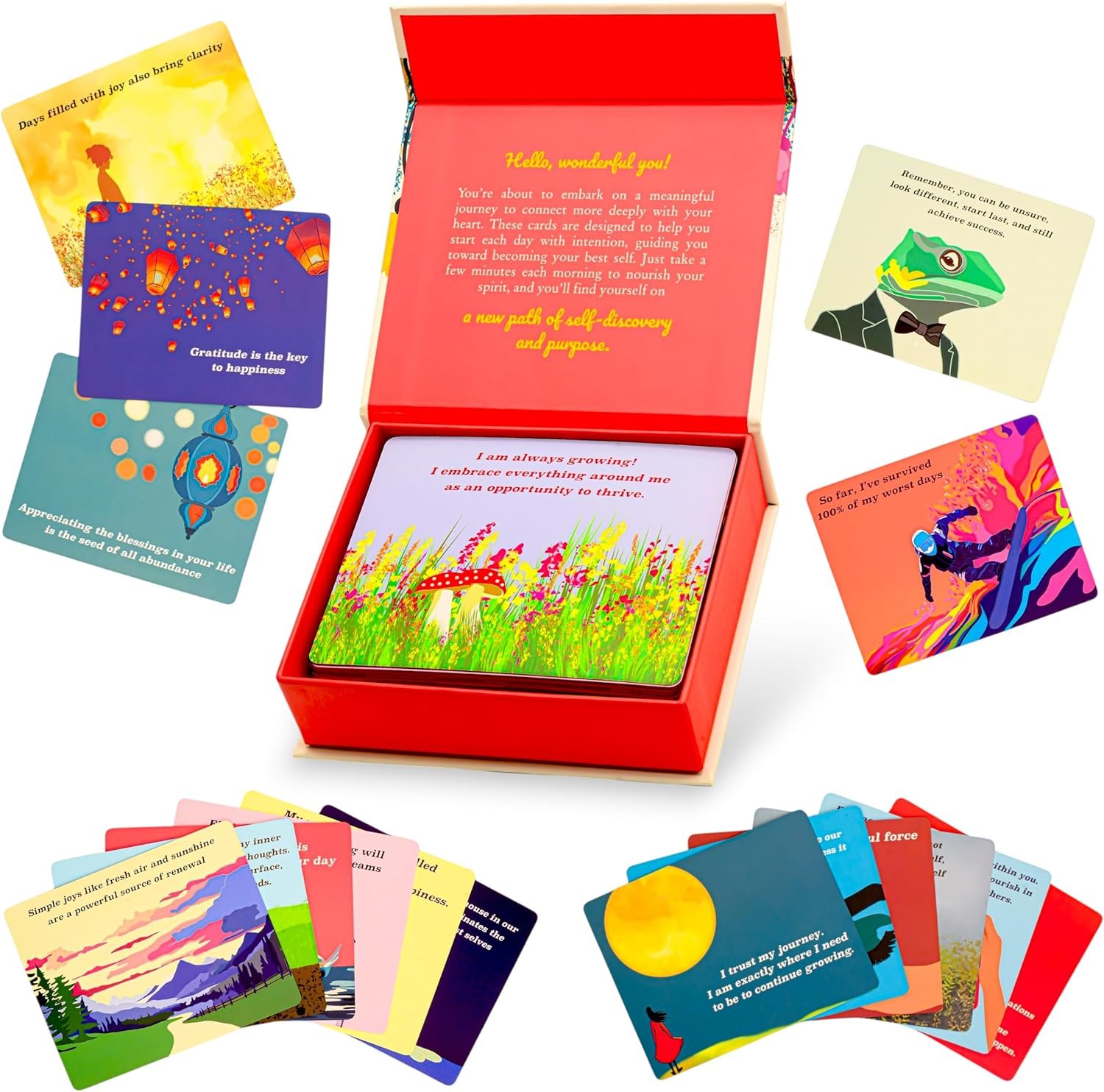 HALD Positive Affirmation Cards with Mindfulness Exercises, Inspirational Tools for Everyone, Motivational Items, Self Care Gifts for Women, Men & the Youth, 60 Transformative Affirmation Cards
