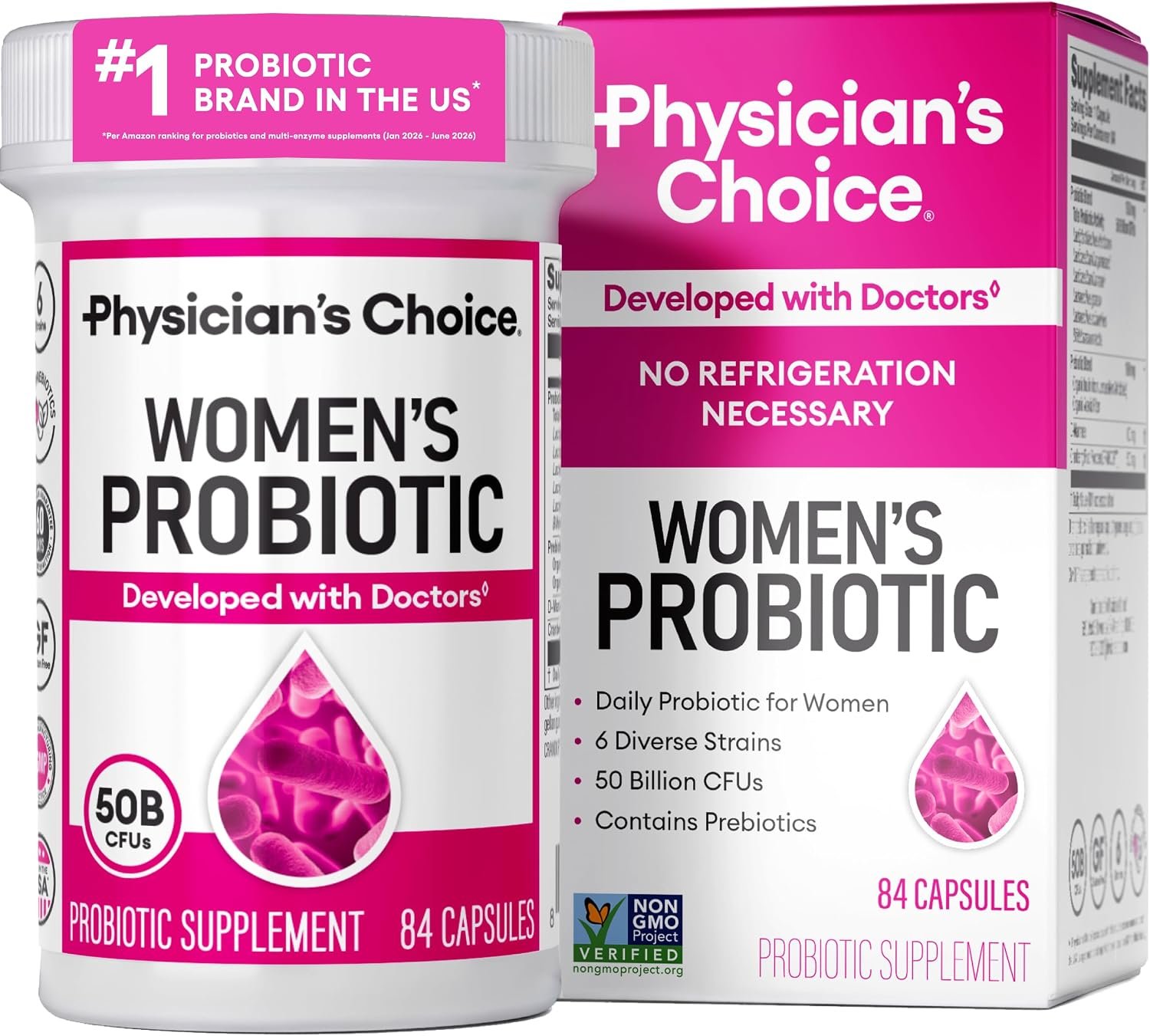 Physician’s Choice Probiotics for Women – PH Balance, Digestive, UT, & Feminine Health – 50 Billion CFU – 6 Unique Strains for Women – Organic Prebiotics, Cranberry Extract+ – Womens Probiotic – 84 CT