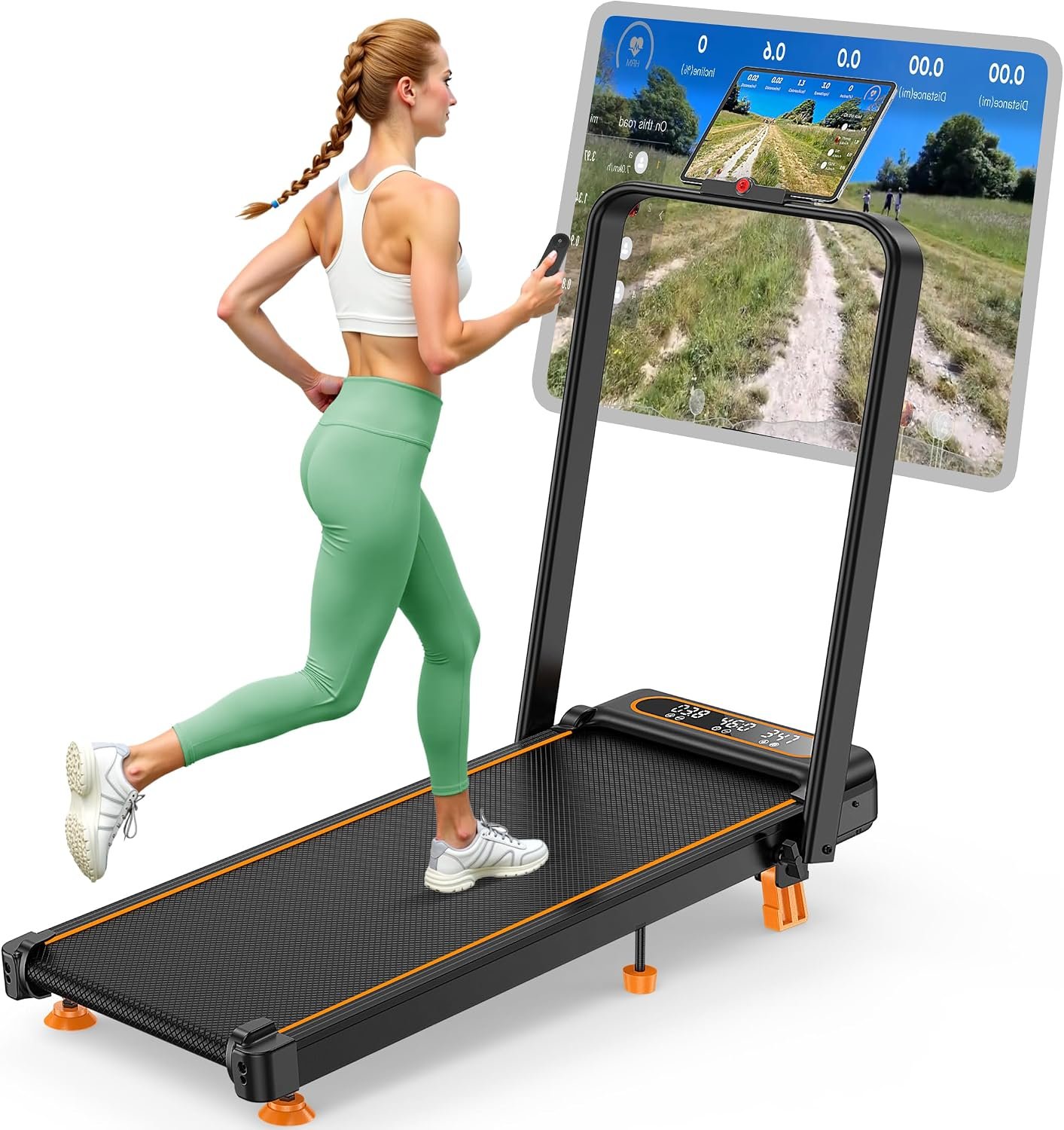Walking Pad with 10% Incline & Handle Bar, Low Noise Walking Pad Treadmill for Home Small, Upgrade 3.5HP Treadmill with Incline, 4 in 1 Portable Compact Walking Pad with Incline/APP 350lbs