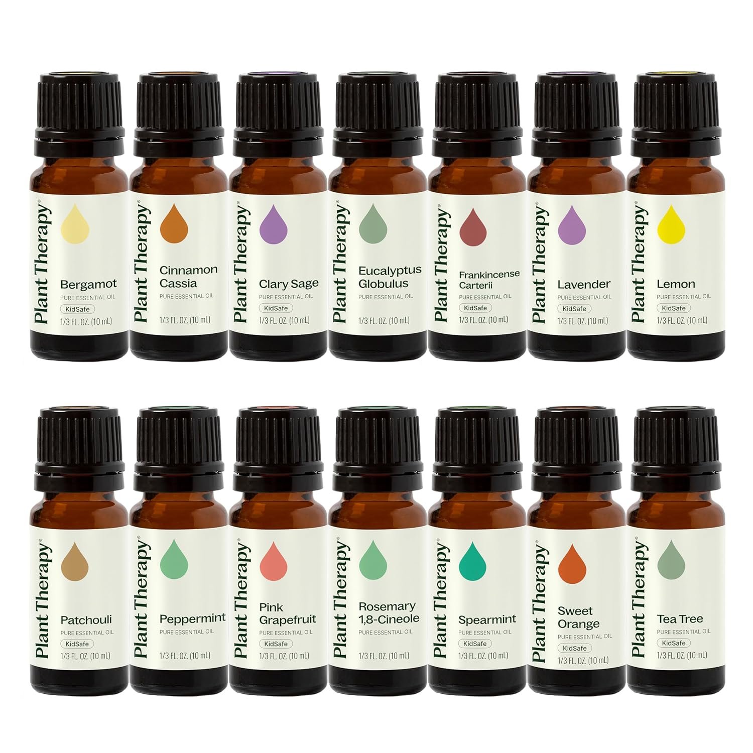 Plant Therapy Top 14 Essential Oil Set, 10 mL (1/3 oz) | Lavender, Eucalyptus, Peppermint, Orange Sweet, Lemon & More, 100% Pure, Undiluted, For Topical Use & Essential Oil Diffusers