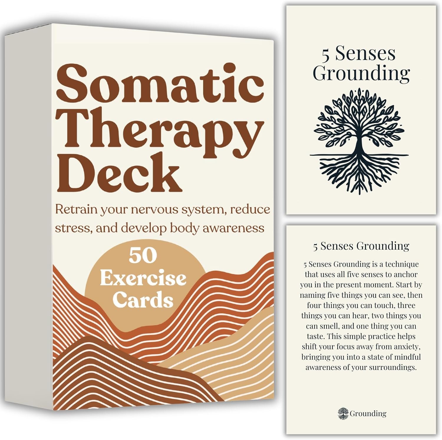 Somatic Therapy Cards: 50 exercises for nervous system regulation | Reset Nervous System, Relieve Anxiety, Soothe Stress, Mindfulness & Breathwork, Daily Movement