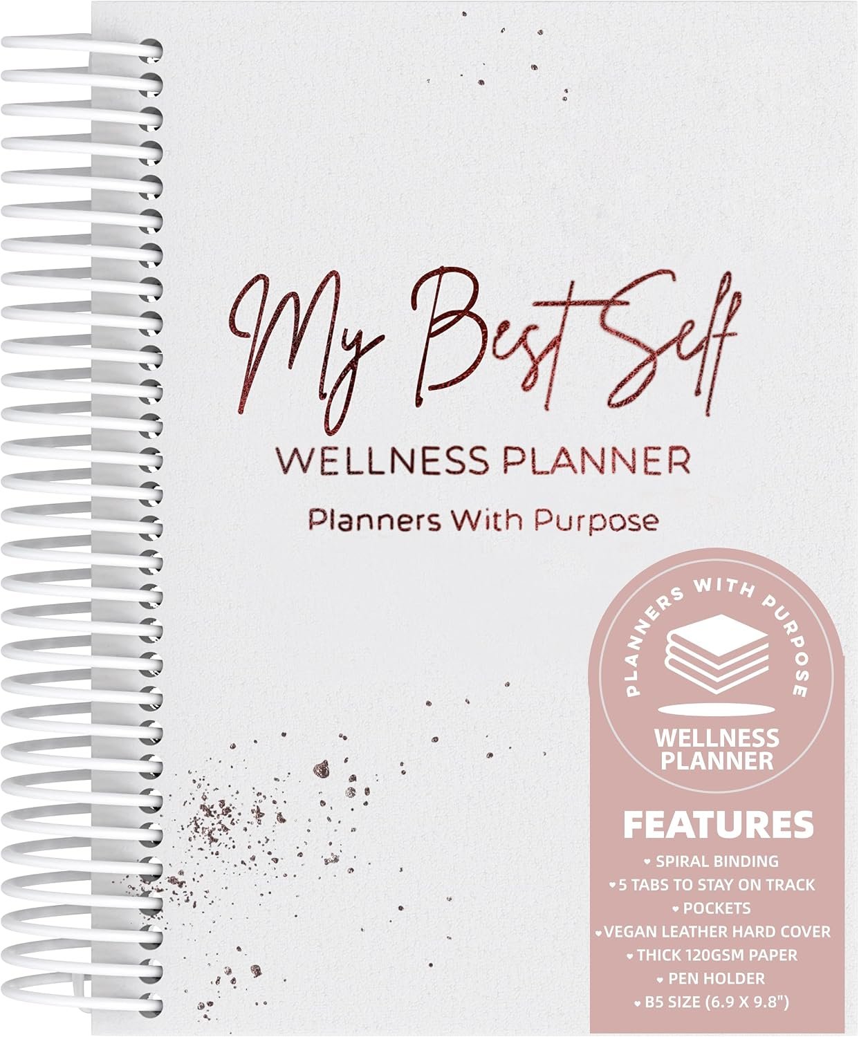 Planners with Purpose Wellness Journal – Daily Self Care Lifestyle Planner to Support Physical, Mental, & Emotional Health – Guided Prompts Self Love Diary to Practice Gratitude, Reflection, and Goals