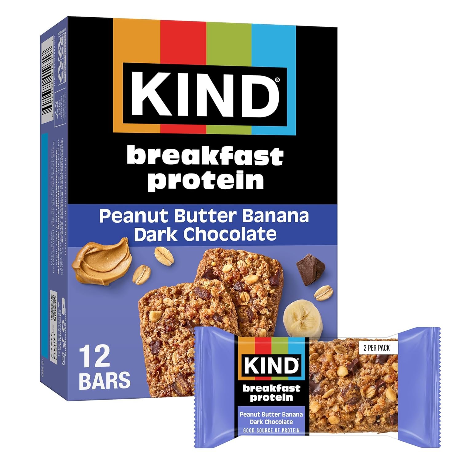 KIND PB Banana Dark Choc Protein Breakfast Bar 6 Count, 10.58 OZ