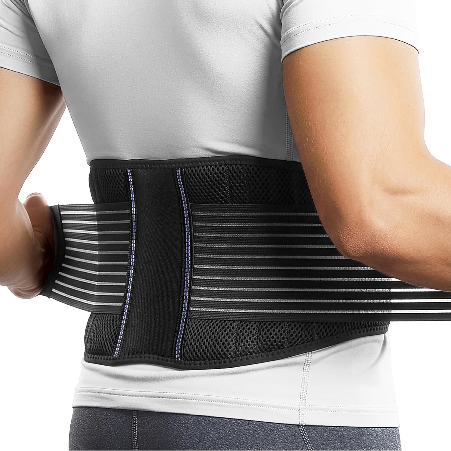 BraceUP Back Support Belt for Men and Women – Breathable Waist Lumbar Lower Back Brace for Sciatica, Herniated Disc, Back Pain Relief, with Dual Adjustable Straps (S/M 28-35 In)