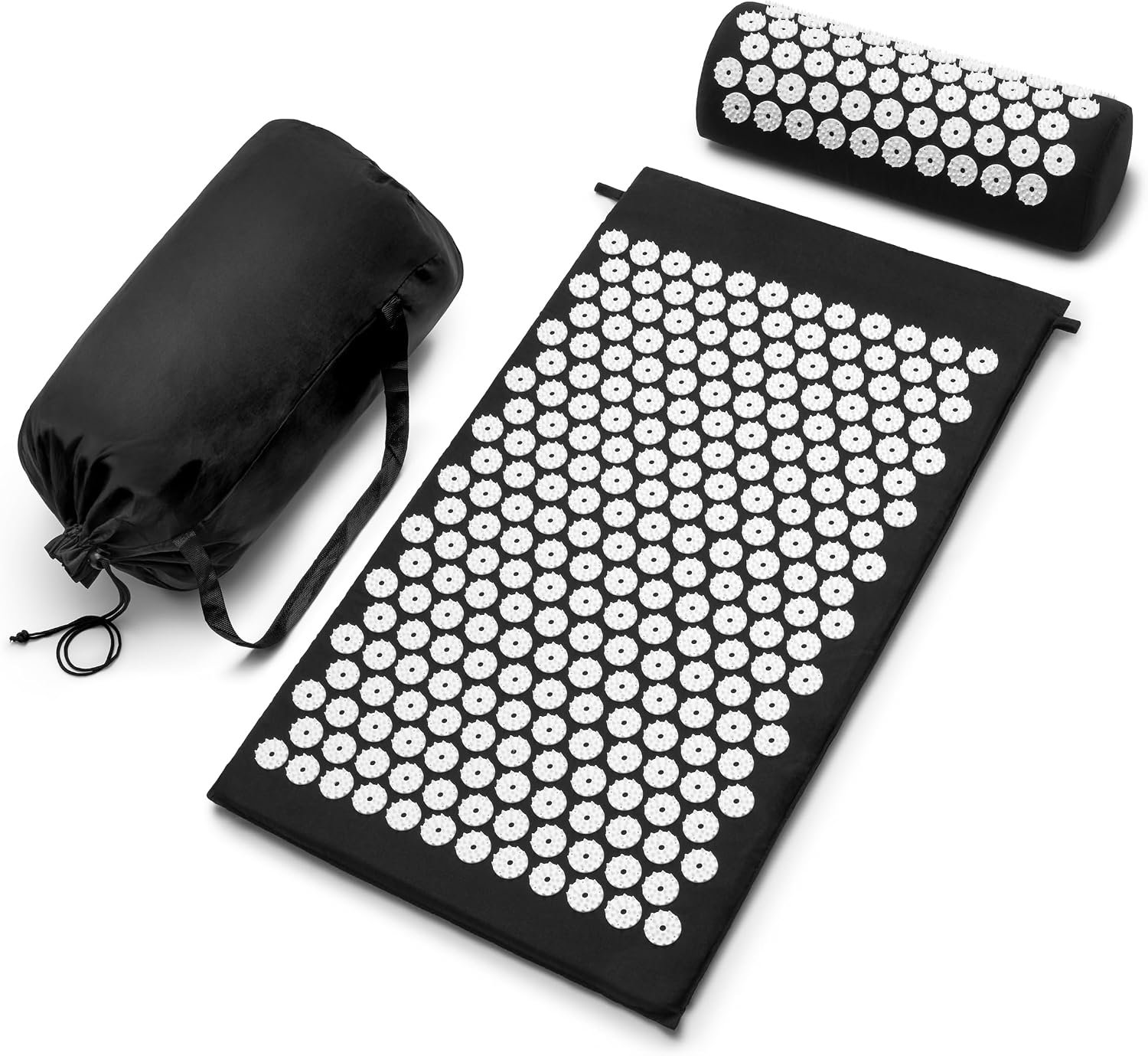 Sivan Back and Neck Pain Relief Acupressure Mat and Pillow Set, Chronic Back Pain Treatment – Relieves Your Stress of Lower Upper Back and Sciatic Pain – Black
