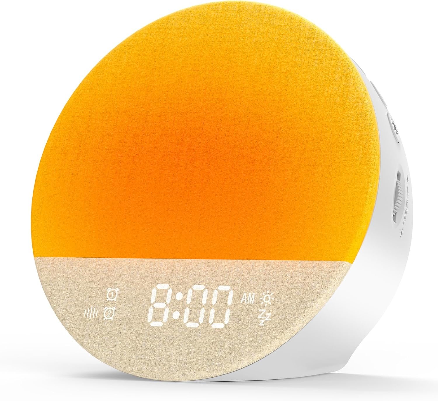 Alarm Clock Sound Machine Sleeping, Sunrise Digital Alarm Clocks Bedrooms, Loud Bluetooth Speaker Alarms Clock 23 White Noise Dual Alarms Snooze 12/24H Night Lights Timer USB Charging Dimmer, White