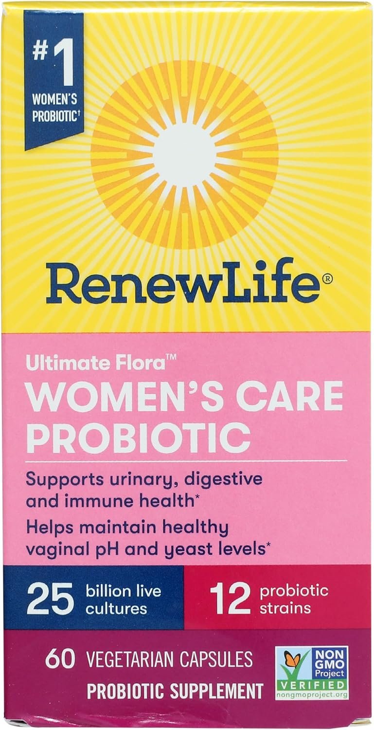 Renew Life Women’s Probiotic Capsules, Supports pH Balance for Women, Vaginal, Urinary, Digestive and Immune Health, L. Rhamnosus GG, Dairy, Soy and Gluten-Free, 25 Billion CFU – 60 Ct