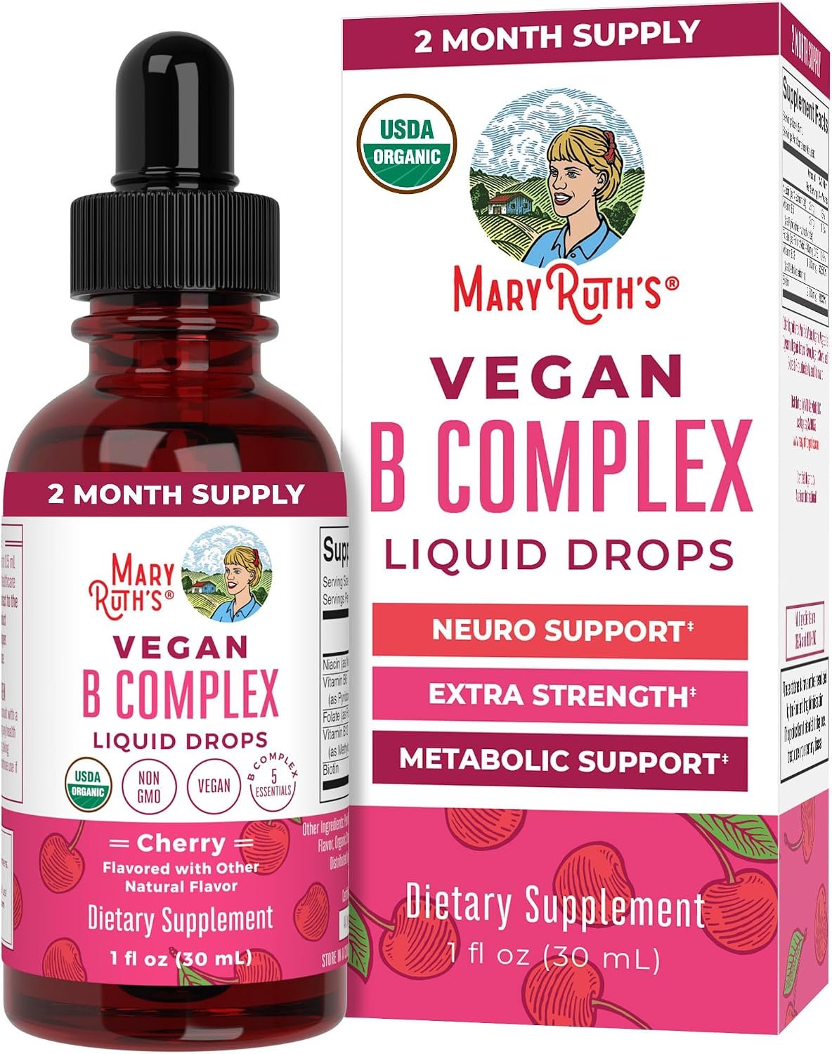 MARYRUTH’S Organic Vitamin B Complex, Biotin, Vitamin B12, Niacin, Folate | B Vitamins Complex, Biotin, Vitamin B12, Niacin, Folate