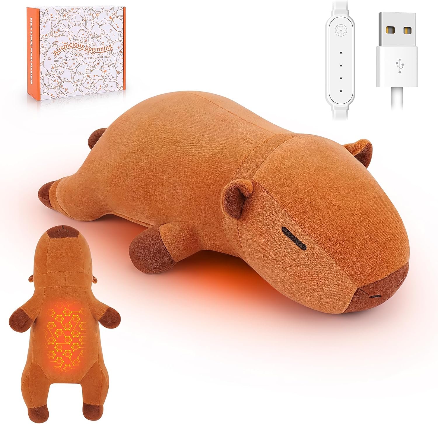 14” Capybara Electric Heating Pad for Period Cramps,Capybara with a Hot Soft Belly USB Powered, Menstrual Heating Pad Neck Shoulder Pain Relief, Birthday Gift for Daughter Wife Period Heating Pad