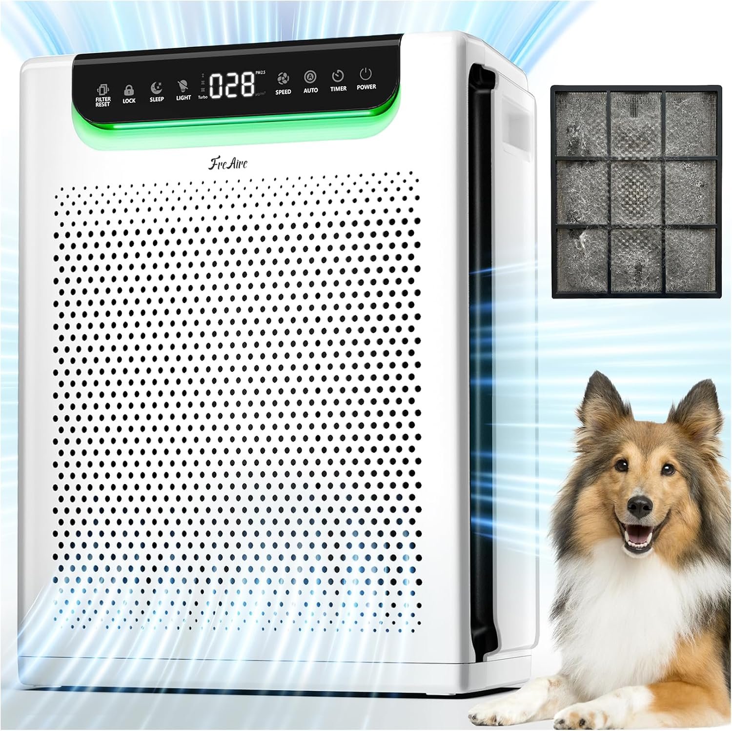 Air Purifiers for Home Large Room, Cover Up to 2600 Ft² with Washable Filters, Powerful Turbo Mode, PM2.5 Air Quality Display, 22dB Sleep Mode, Air Cleaner for Smoke, Odors, HAP607, White