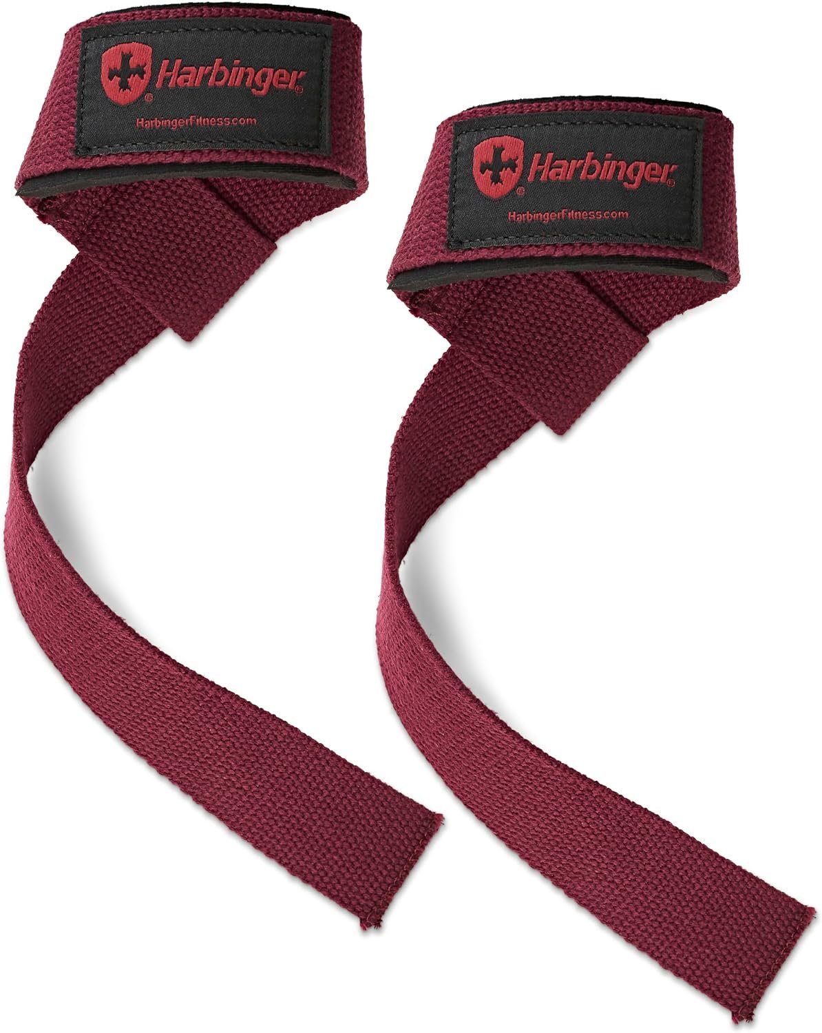Harbinger Padded Cotton Lifting Straps with NeoTek Cushioned Wrist, 21.5 Inch Length, 1.5 Inch Width, Pair, Weightlifting Wrist Straps for Deadlifts and Strength Training