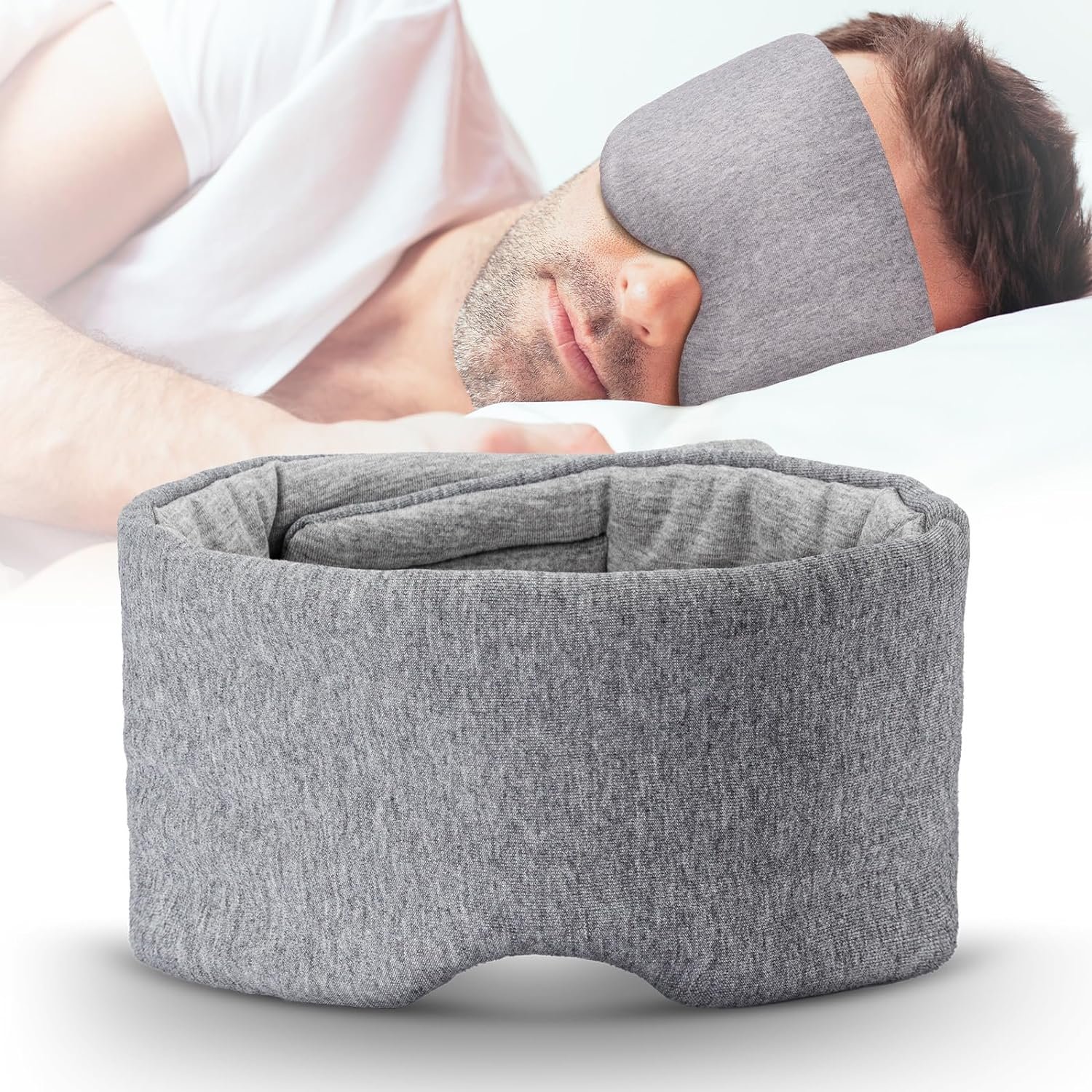 Cotton Sleep Eye Mask for Men and Women, 100% Blocking Light Sleeping Mask | Soft Zero Pressure Cooling Blackout Eye Masks for Sleep, Eye Covers for Sleeping fits All Heads Adjustable