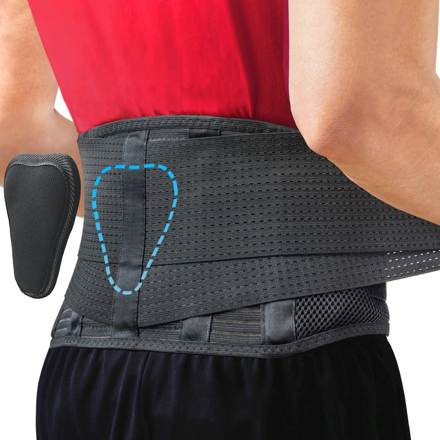 Sparthos Back Brace for Lower Back Pain – SIZE X-LARGE: Fits 52″-59″ Waist (Measure at Navel – See Sizing Chart) – Relief from Sciatica, Herniated Disc – Support Belt with Lumbar Pad – Men & Women