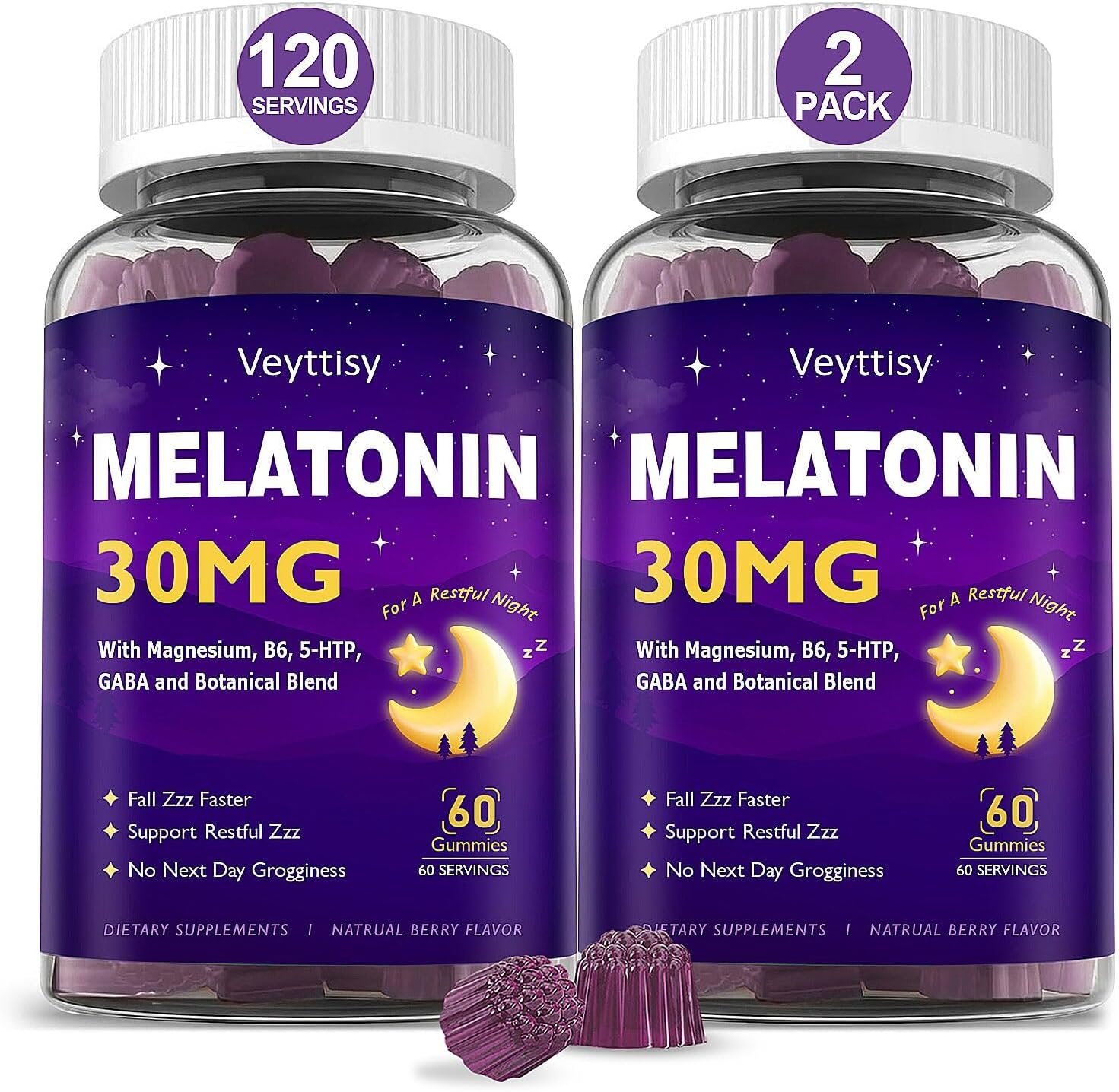 Melatonin 30mg Gummies for Adults – Sugar Free Melatonin Gummies Maximum Strength with Magnesium, B6, GABA & Botanical Blend – Non-Habit Forming,Vegan, Non GMO, Natural Mixed Berry Flavor