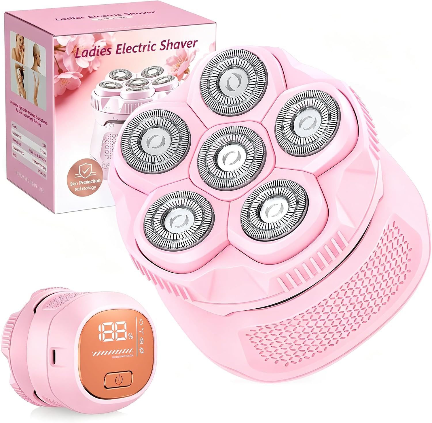 Electric Razor for Women, Painless Body Hair Shaver Cordless Bikini Trimmer | Painless Legs, Arms & Facial Hair Removal Trimmer for Sensitive Skin. IPX7 Cordless Lady Grooming Shaver for Wet Dry Use