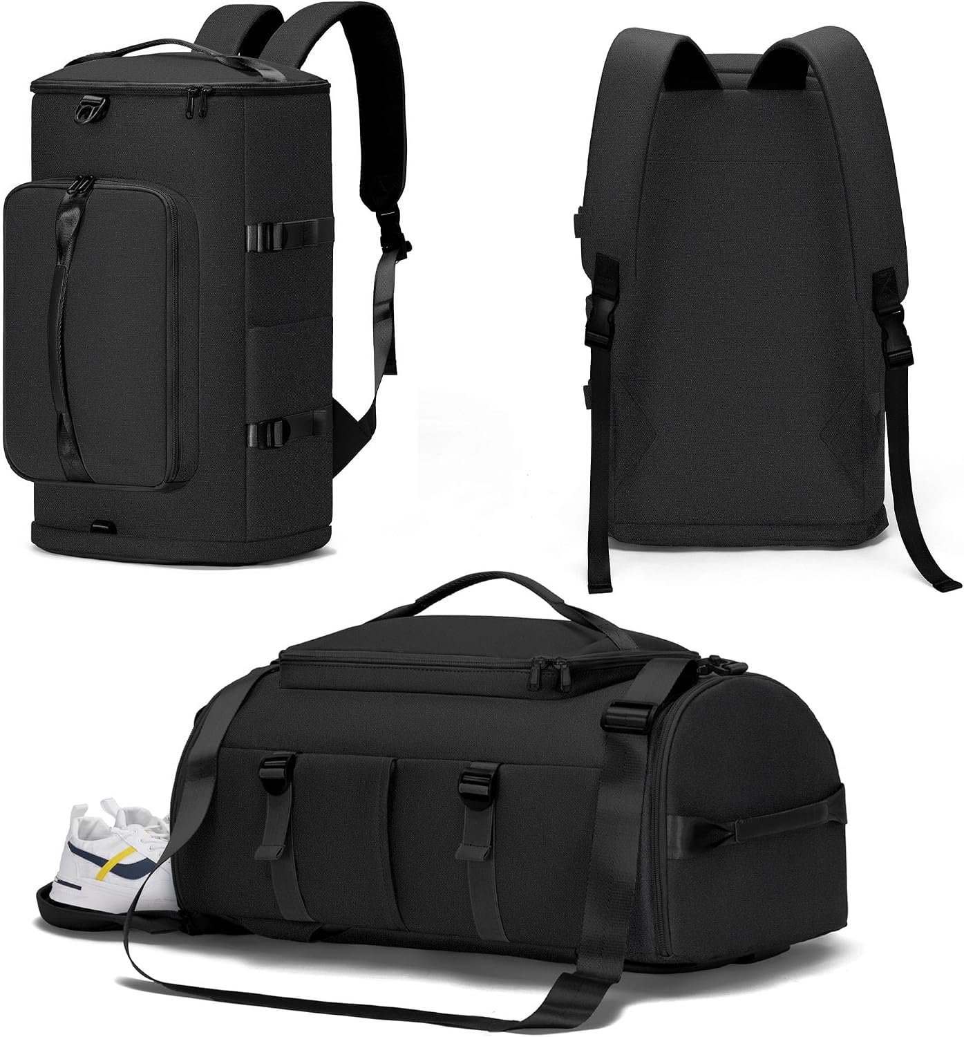 MIYCOO Gym Bag for Men Women with Shoes Compartment – Duffle Bag, Travel Backpack, Sports Backpack, Weekender Overnight Bag with Wet Pocket – Black