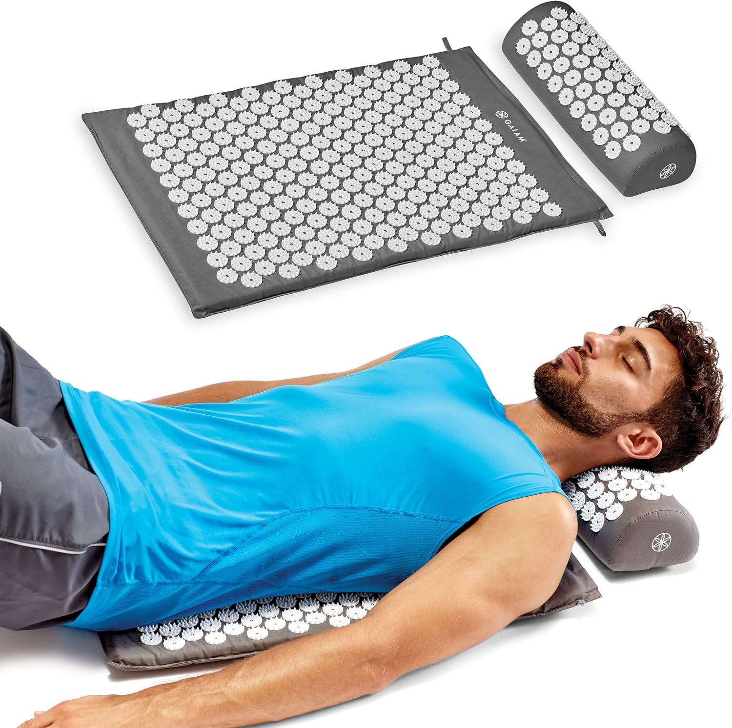 Gaiam Acupressure Mat & Pillow Set, Neck, Shoulder & Back | Acupuncture-Style Stimulation | Neck, Shoulder & Back Tension