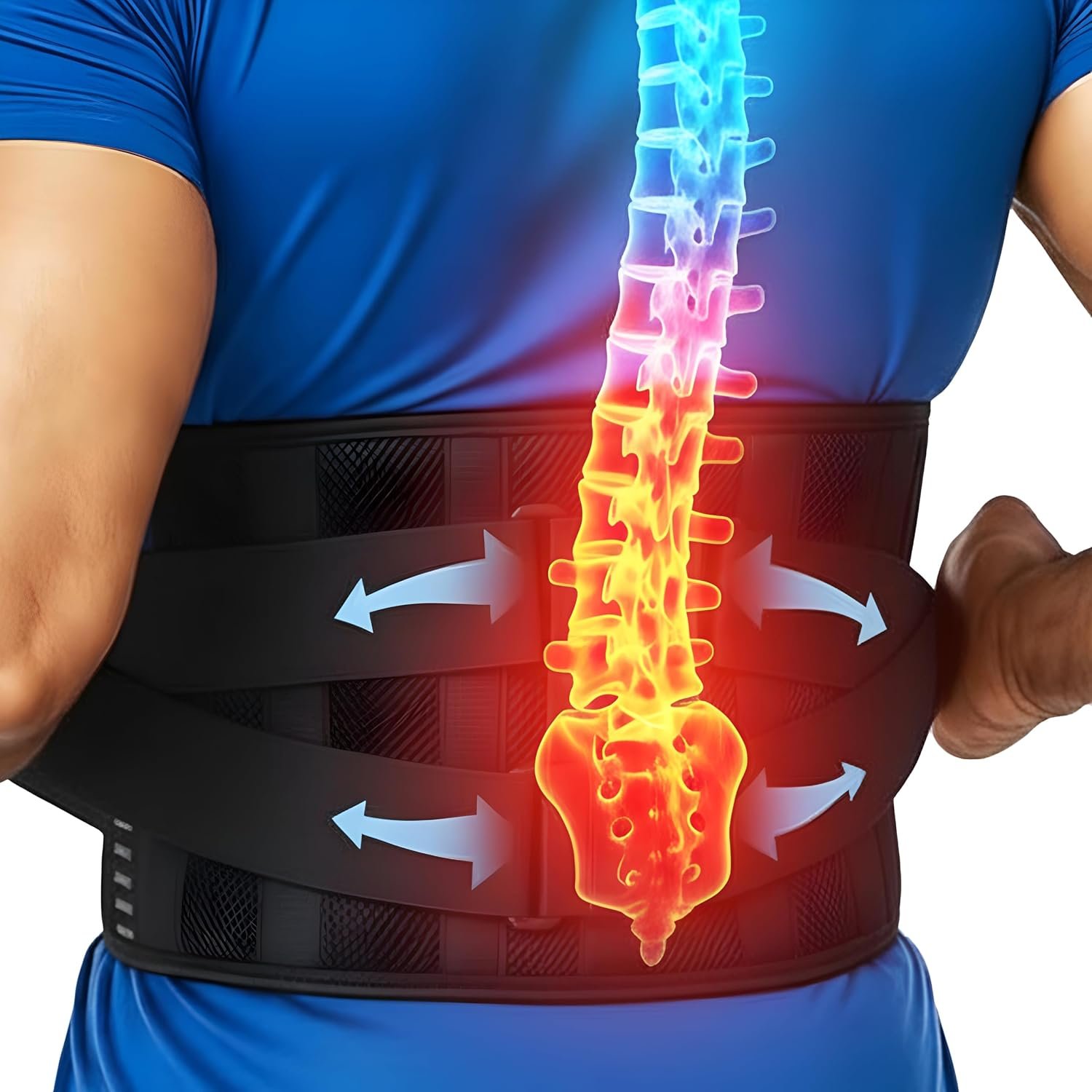 Back Brace for Lower Back Pain Relief | Sciatica Lumbar Support Belt for Men & Women, Adjustable Back Support Brace for Work & Daily Use, All-Day Comfort & Heavy-Duty Compression (Medium (33-37.9″))