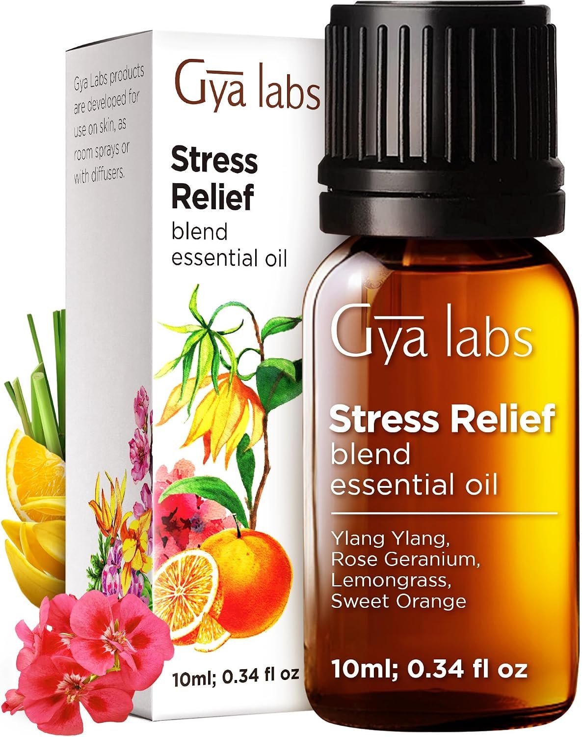 Gya Labs Stress Relief Essential Oil Blend for Diffuser & Aromatherapy – 100% Pure Natural Stress Relief Oils for Calming Diffusion, Soothing & Self-Care (0.34 Fl Oz)