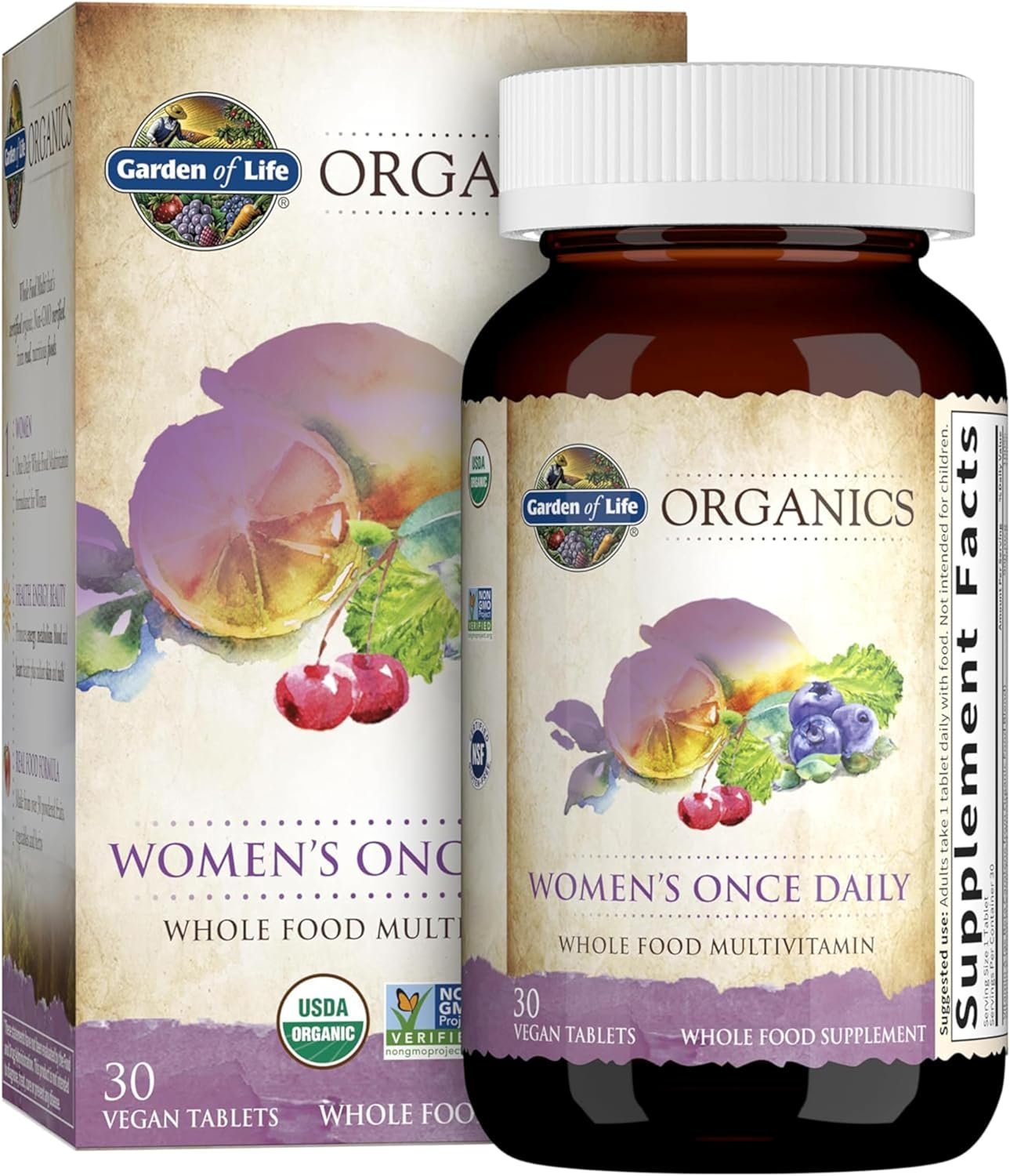 Garden of Life Organics, Women’s Once Daily, Whole Food Multivitamin, 30 Vegan Tablets