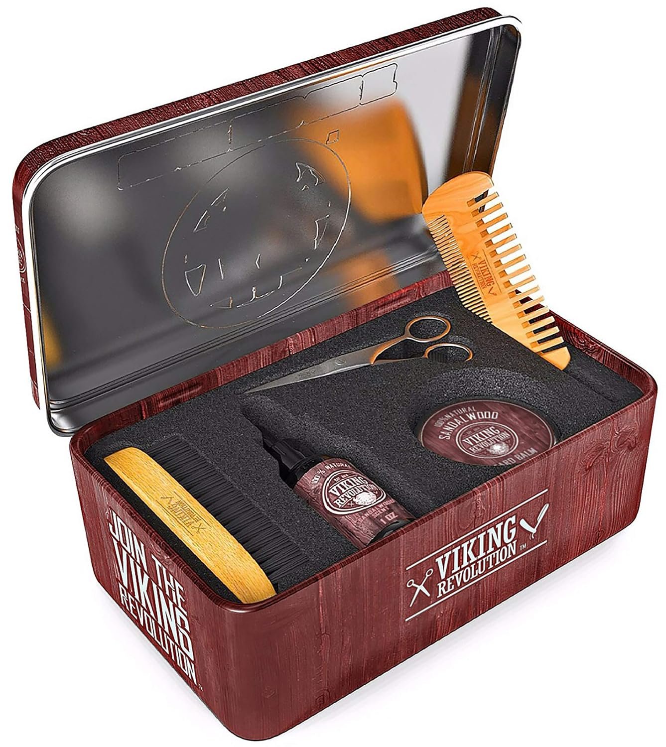 Viking Revolution Ultimate Grooming Kit for Men – Boar Brush, Wood Comb, Sandalwood Balm & Oil, Scissors for Beard & Mustache