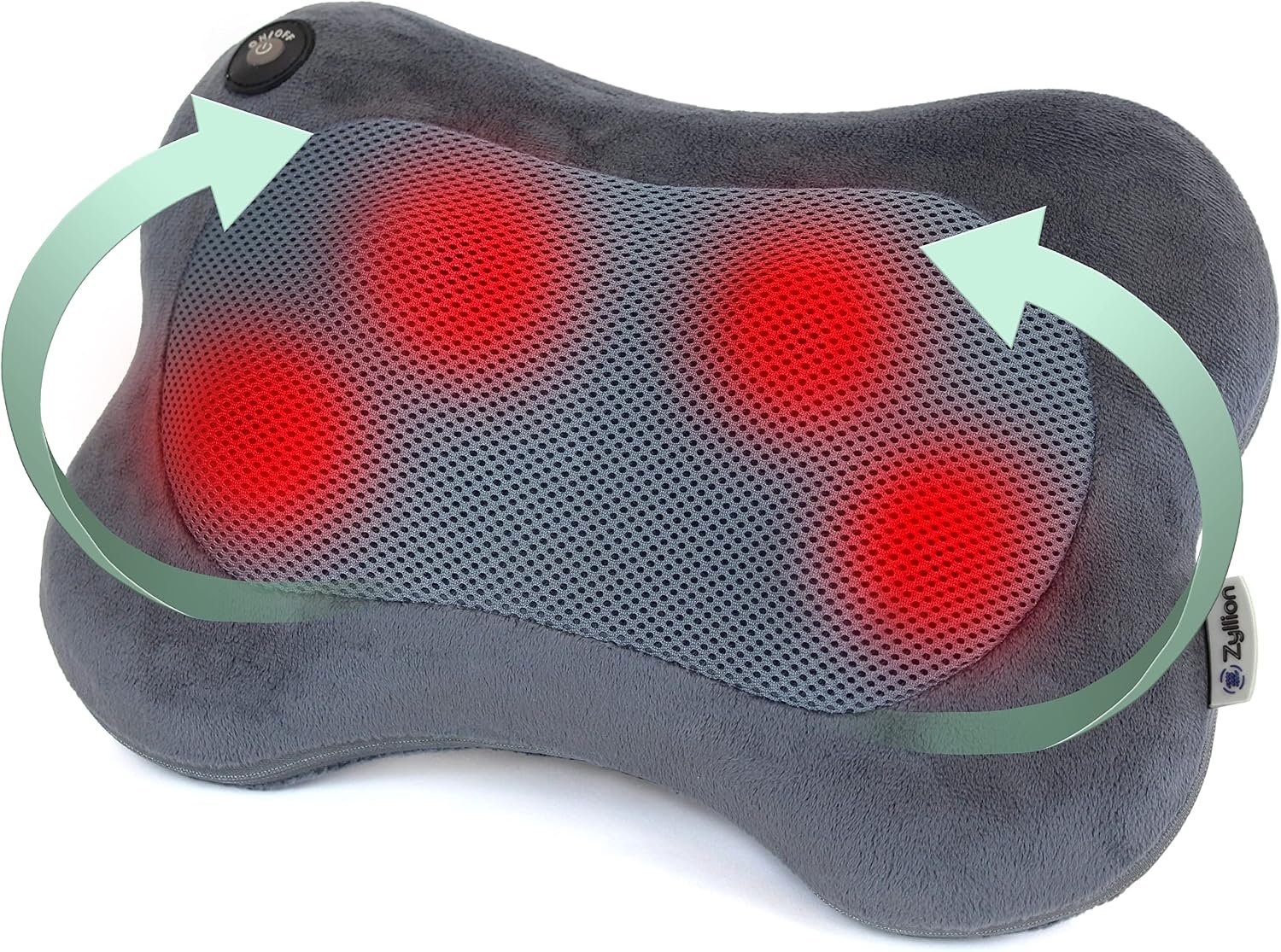 Zyllion ZMA-13 Back and Neck Massager with Heat for Pain Relief, Slate | Shiatsu, Deep Tissue, 3D, Electric, Kneading, Massage Pillow, Muscle Therapy, Doctor Recommended, Car Adapter, Not Cordless