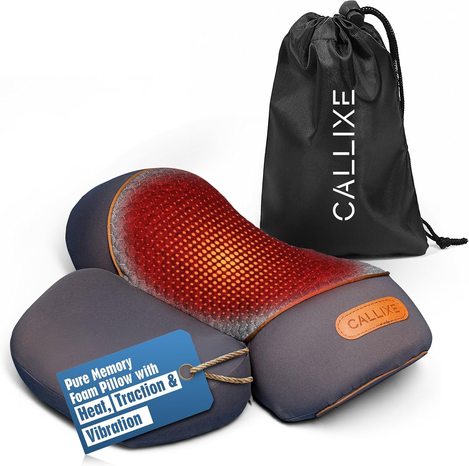 CALLIXE Original TheraPillow – 3-in-1 Neck Massager Pillow with Heat & Gentle Traction | Relaxing Neck & Shoulder Support with Vibration Massage, Wireless Design & USB-C Charging