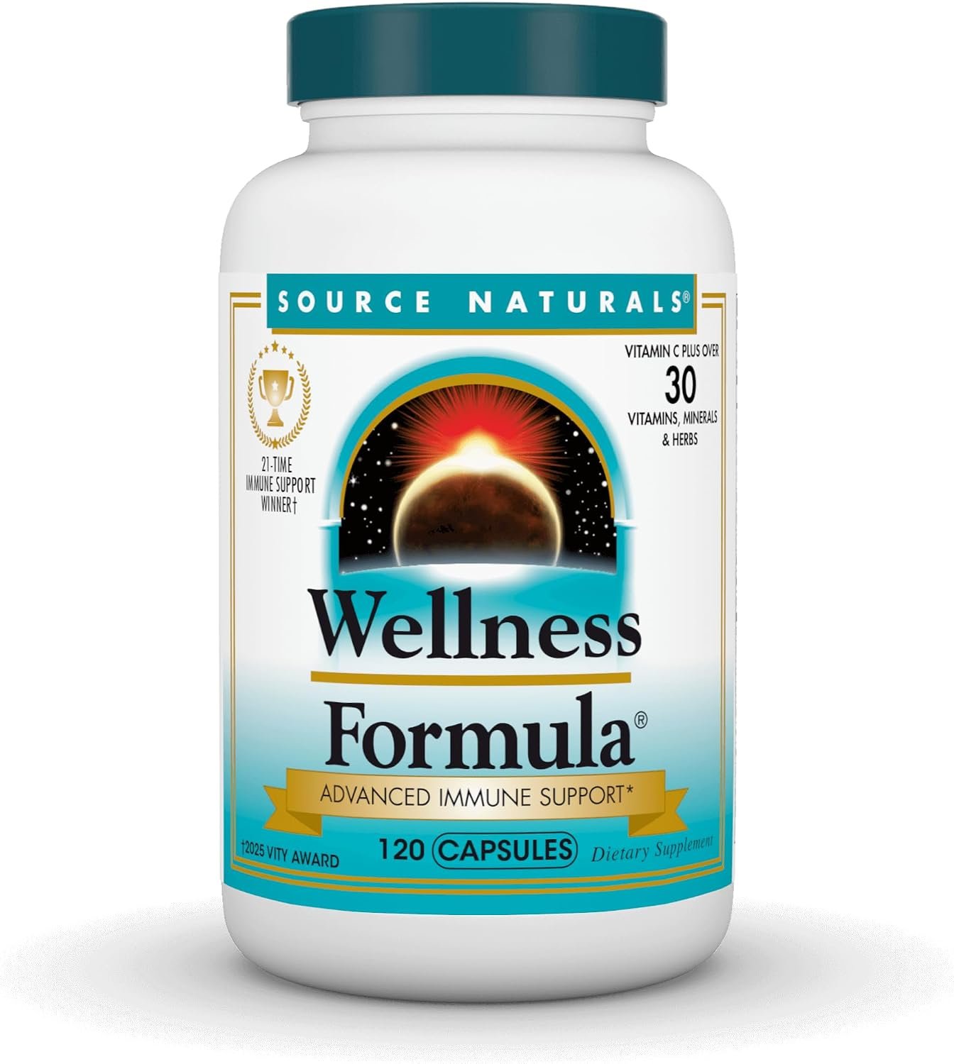 Source Naturals Wellness Formula, Advanced Immune Support – 120 Capsules | Bio-Aligned Vitamins & Herbal Defense with Vitamin C Plus 30 other Vitamins, Minerals & Herbs for Immune System Support